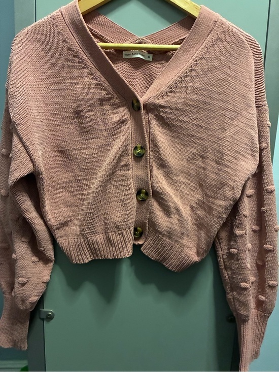 moon & madison Sweaters - moon & madison Pink Cropped Button Cardigan Sweater